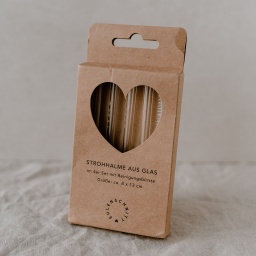 [2100000022090] Strohhalme Hello Love aus Glas 13cm im 4er Set